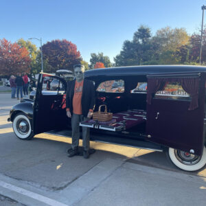 1938 hearse packer with mummy. Trunk or Treat Event - Kansas City Automotive Museum